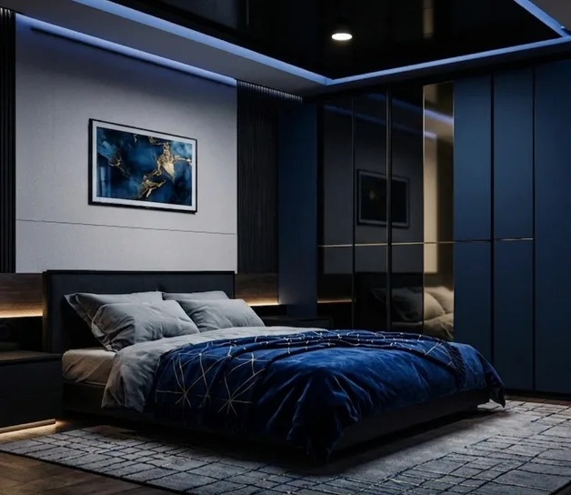 Bedroom interior furniture in use